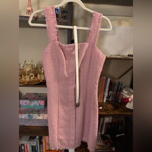 SHEIN pink dress with matching white belt